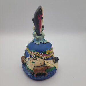 Alaskan Bell Souvenirs Painted Moose Bear Dog Sled Eskimo Native American Lights